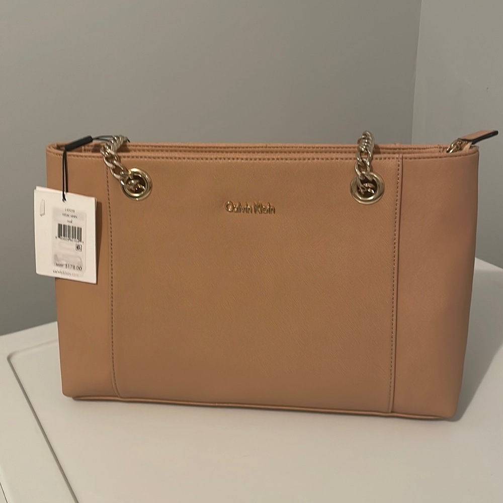 Calvin Klein leather satchel (nude/tan color)